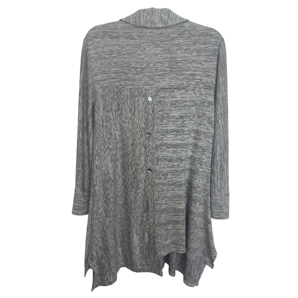 Joseph Ribkoff Asymmetrical Striped Abstract Button Tunic Top 4 Artsy Lagenlook - Picture 2 of 7